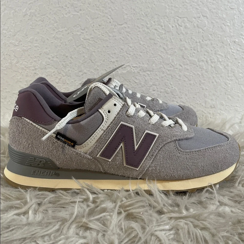 NEW BALANCE UNISEX U574YGD Rain Cloud Grey GREY & PURPLE SIZE 11.5 NEW - Picture 6 of 16